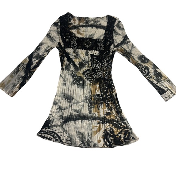 Alberto Makali Women's Size S Print Smocked Square Neck Long Sleeve Tunic Top - Picture 5 of 8